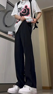 A417A BK81 P45铆钉黑色裤子男潮牌高级感cleanfit西裤垂坠感图片