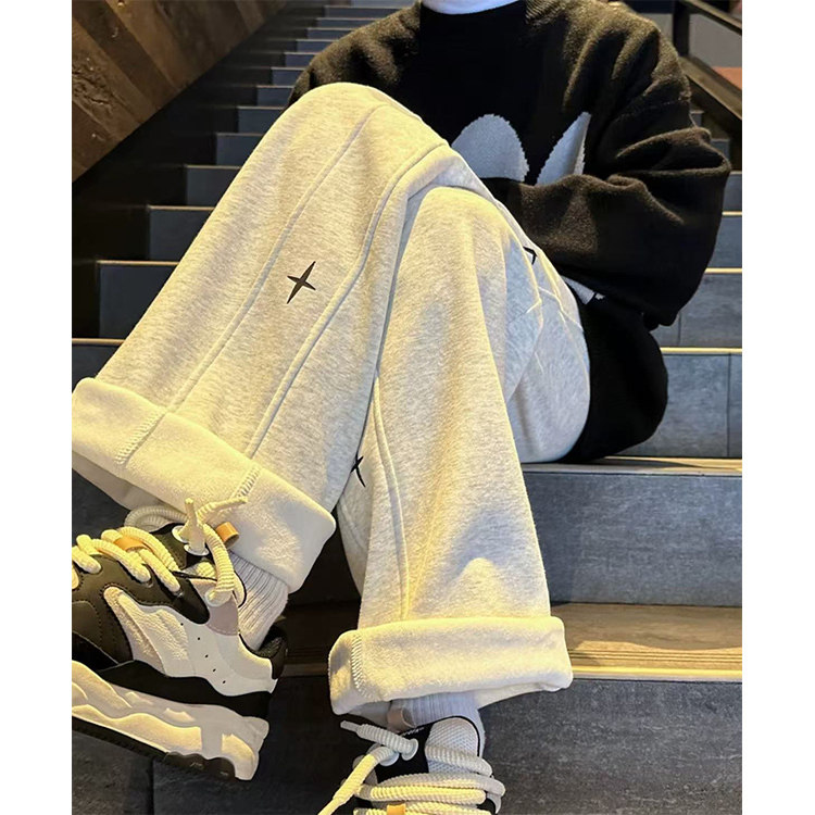 A417ACK19P35男士休闲宽松直筒加绒加厚卫裤,男装休闲裤,电商A417A