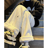 A417ACK19P35男士休闲宽松直筒加绒加厚卫裤，男装休闲裤，电商A417A