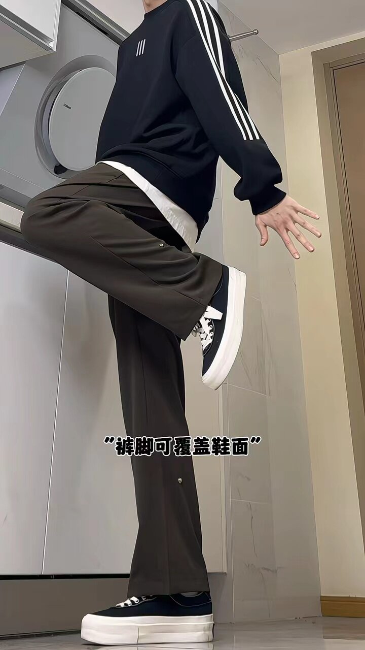 A417ABK81P45铆钉黑色裤子男潮牌高级感cleanfit西裤垂坠感,男装西裤,电商A417A