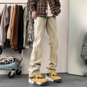 A417A NK357 P55秋冬男士高街时尚拼接设计感牛仔裤百搭裤子，男装牛仔裤，电商A417A