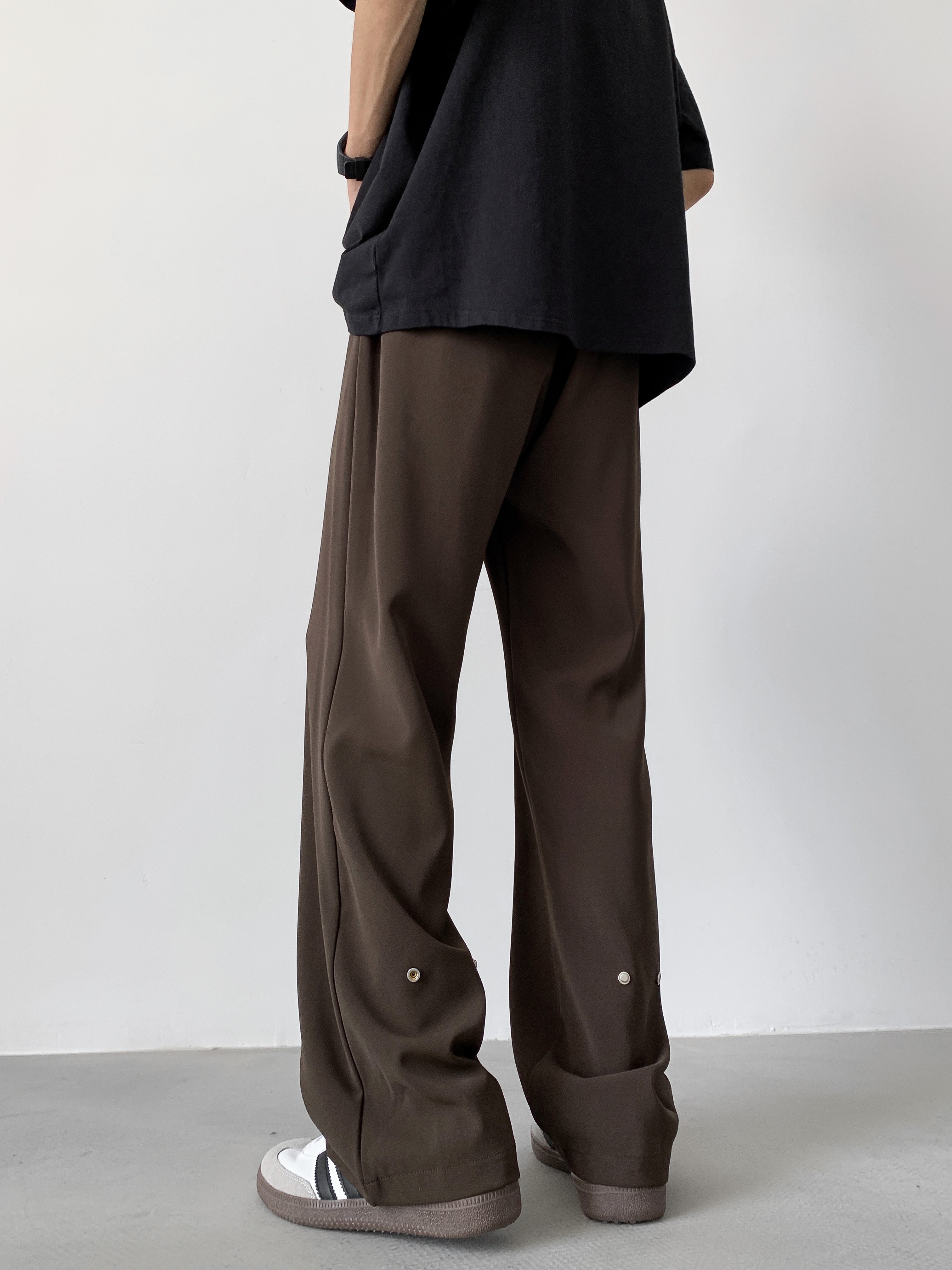 A417ABK81P45铆钉黑色裤子男潮牌高级感cleanfit西裤垂坠感，男装西裤，电商A417A