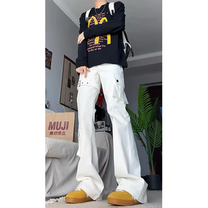 A417A  NK1912  p45秋季新款男士休闲长裤高级设计感微喇牛仔裤图片