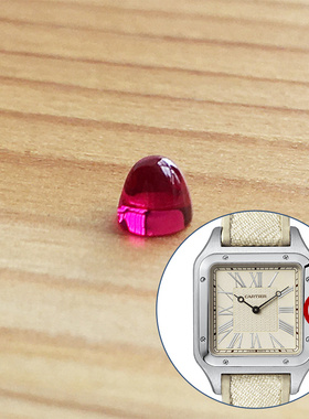 表冠石榴红宝石 子弹头锆石适配Cartier卡地亚山度士WGSA0036手表
