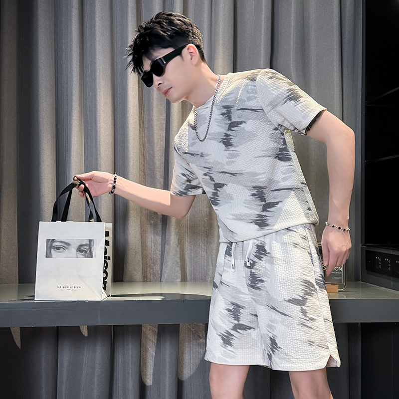 K60T60-P90控136夏季社会小伙工装套装夏装韩版运动服A，男装休闲套装，星座312A