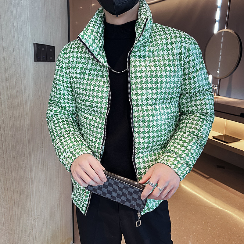 312A-8812-P130控168冬季男士千鸟格潮牌棉衣韩版潮流夹克棉袄B,男装夹克,星座312A