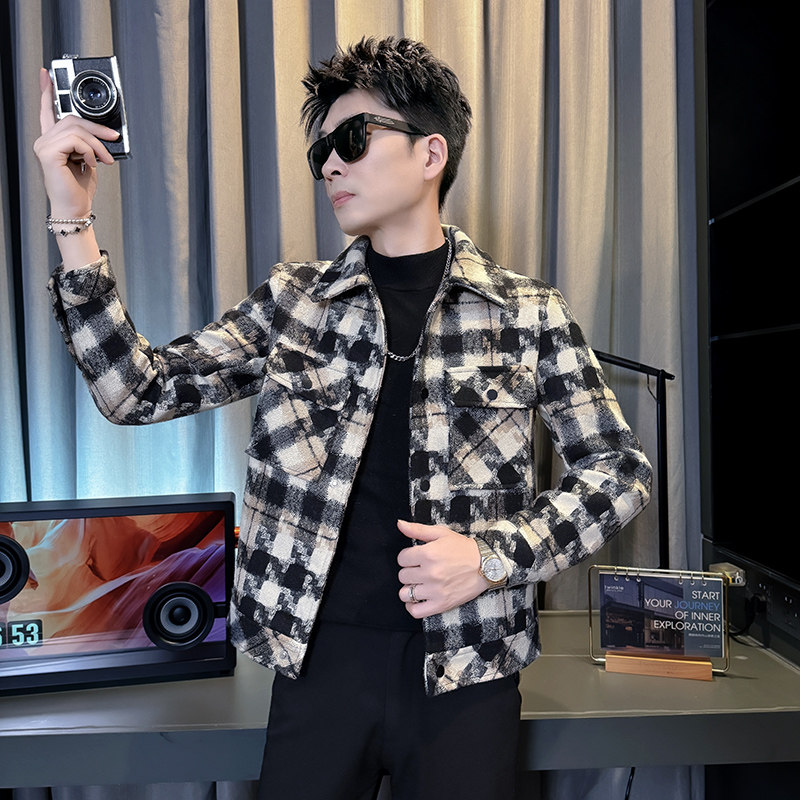 312A-S62-P130控170秋冬季呢子韩版男装夹克潮流高级秋冬上衣C,男装夹克,星座312A
