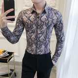 312A-284-P55秋季新款英伦修身衬衫韩版潮流痞帅长袖衬衣-A，男装衬衫，星座312A