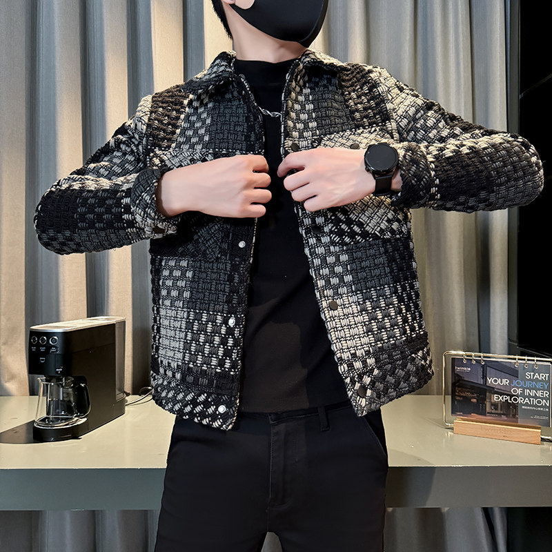 312A-9915-P130控170秋冬季呢子韩版男装夹克潮流高级秋冬上衣D,男装夹克,星座312A