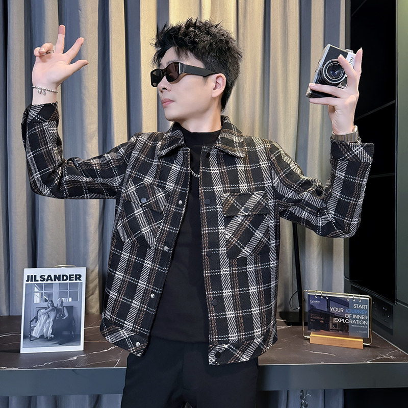 312A-S54-P130控170秋冬季呢子韩版男装夹克潮流高级秋冬上衣D,男装夹克,星座312A