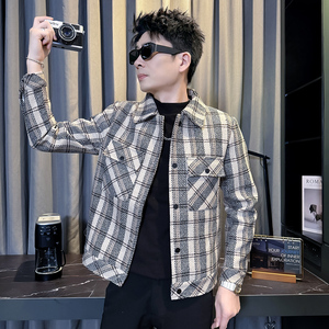 312A-S54-P130 控170 秋冬季呢子韩版男装夹克潮流高级秋冬上衣A图片