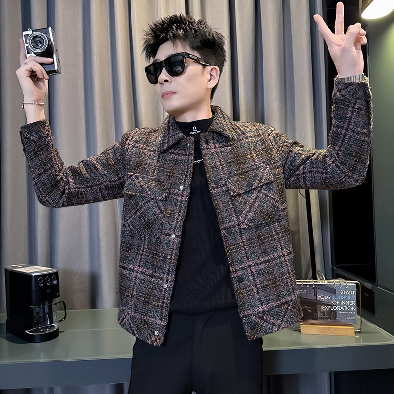 312A-S58-P130控170秋冬季呢子韩版男装夹克潮流高级秋冬上衣B,男装夹克,星座312A