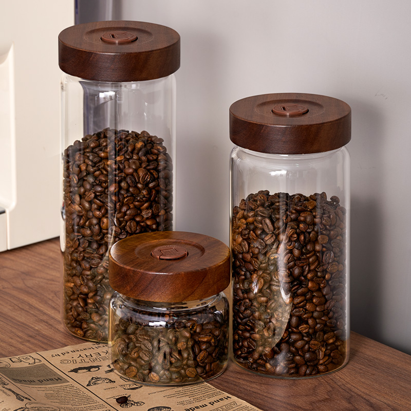 咖啡豆保存罐食品级玻璃密封咖啡粉储存罐专用收纳茶叶储豆养豆瓶