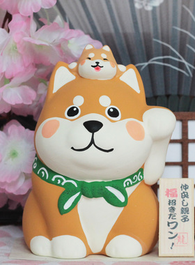 日本柴犬龙虎作招财摆件办公桌