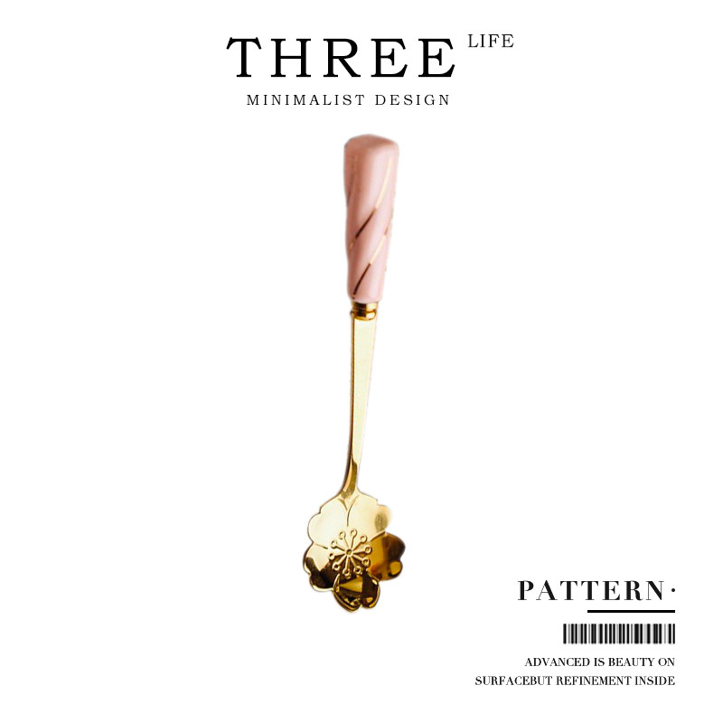 Tlife·Pattern·日式可爱不锈钢长柄把精致甜品咖啡勺子 | 花型