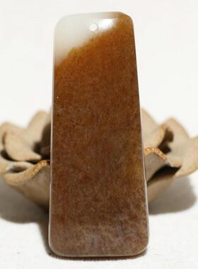 糖白分明24.38糖白玉无事平安牌挂件吊坠新疆和田玉籽料原石原料