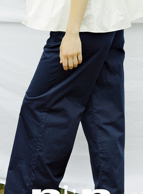 Nin vol.1| 2025原创春夏高支斜纹棉双压褶式松紧高腰休闲直筒裤