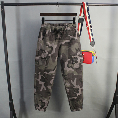 高腰百搭春秋显瘦多口袋工装裤