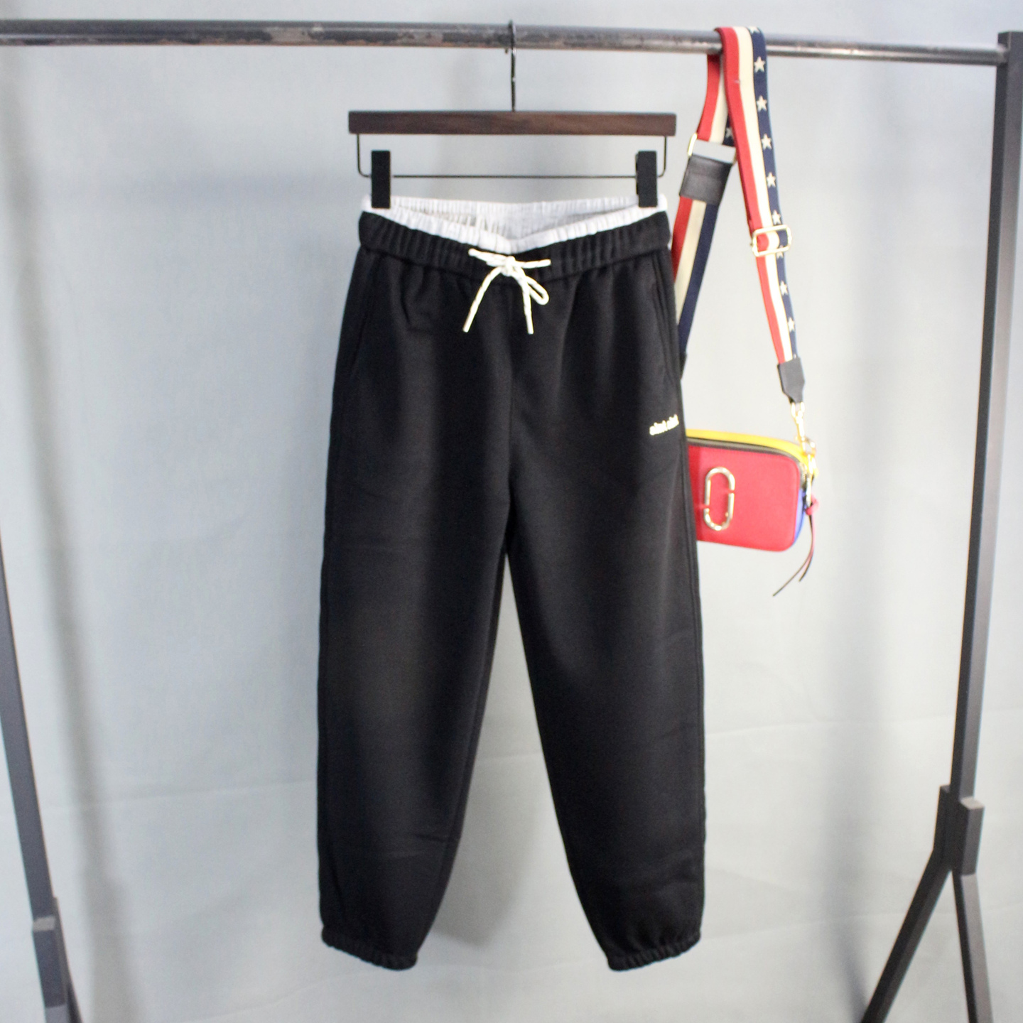 抽绳黑色柔软垮裤通勤百搭休闲裤