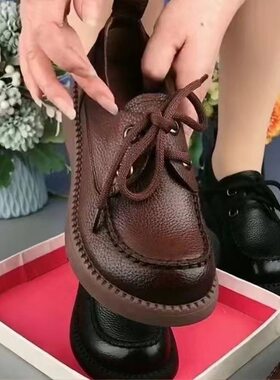 真软皮外穿小皮鞋女2025新款女鞋平底女士百搭乐福鞋一脚蹬低帮