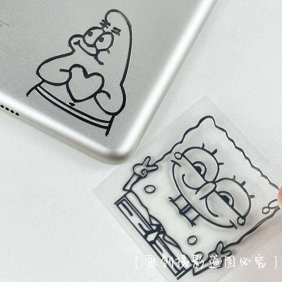 海绵宝宝派大星笔记本电脑金属贴纸可爱DIY手账烫银手机装饰防水