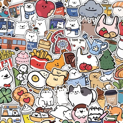 120张白熊旅行贴纸可爱动物行李箱日记相册手帐本平板电脑DIY装饰