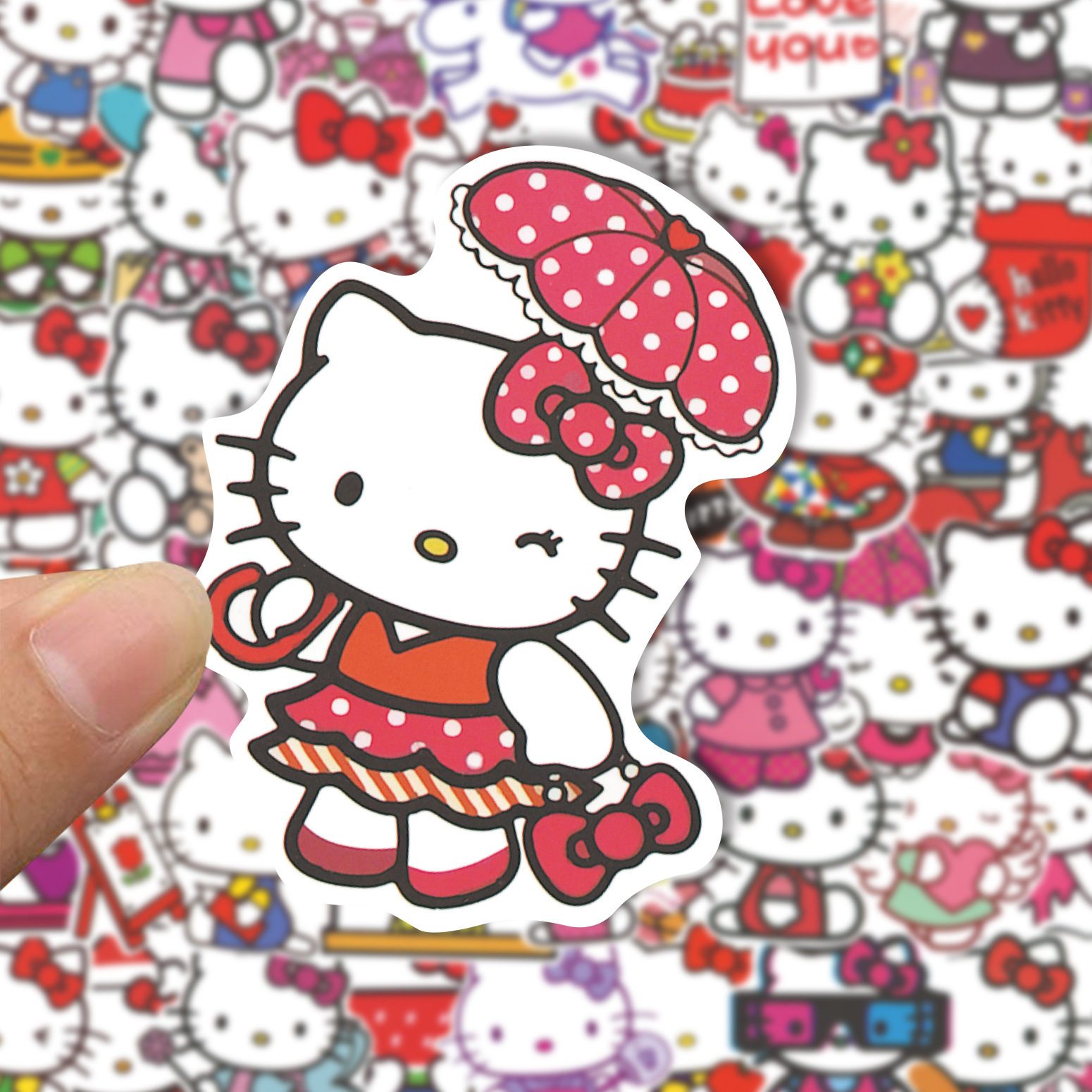 贴纸可爱kitty凯蒂猫手机手账卡通DIY装饰电脑100张儿童贴画防水