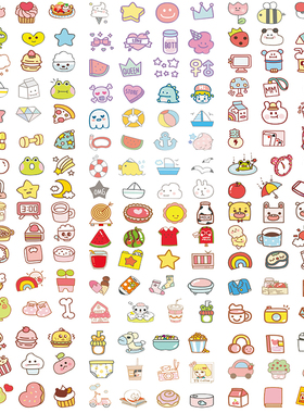 可爱小图案手账贴纸和纸咕卡手帐键盘100张小尺寸防水水杯装饰