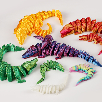 28cm3D打印鳄鱼玩具关节可动儿童模型创意摆件生日礼物摆摊造景