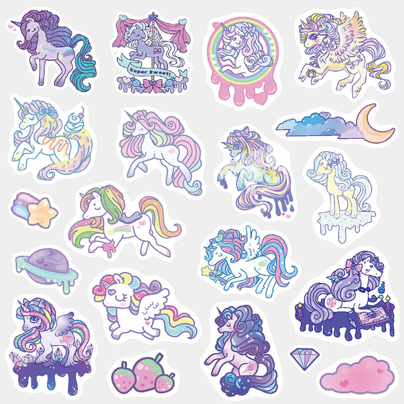 可爱卡通独角兽贴纸网红少女心手账本手机壳装饰素材防水手帐贴画