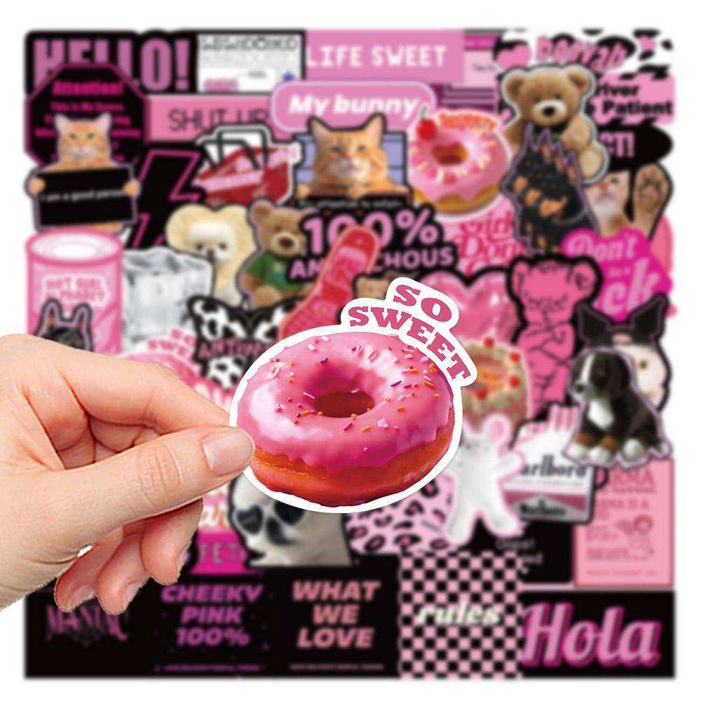 粉墨ins风DIY电脑手机手账笔记本英文贴纸55张行李箱装饰素材