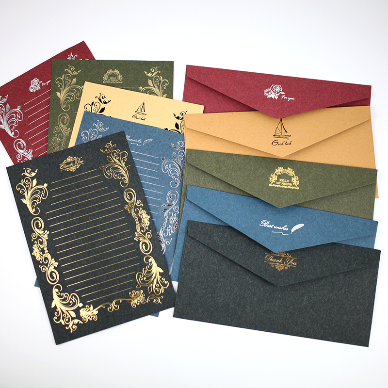 复古信封信纸套装定制烫金情书