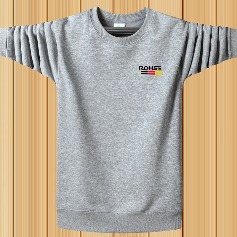 春秋季男士纯棉运动薄款卫衣纯色长袖t恤加肥加大码圆领胖子外套