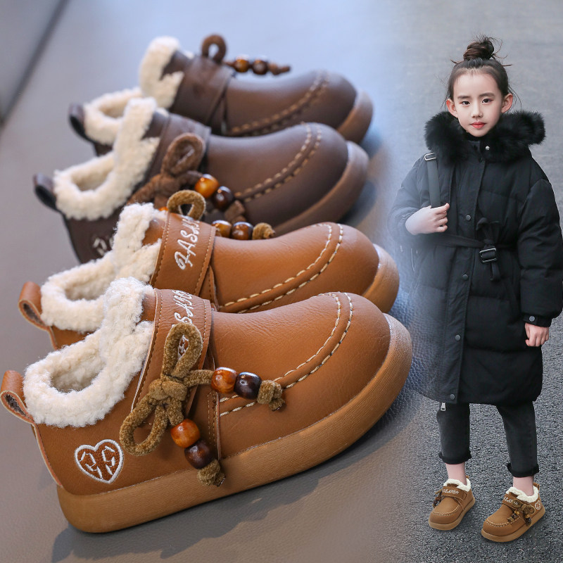 儿童加绒勃肯鞋女童保暖短靴棉鞋