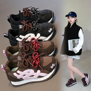 儿童德训鞋2026春秋韩版老爹鞋小女孩百搭运动板鞋拼色超火阿甘鞋