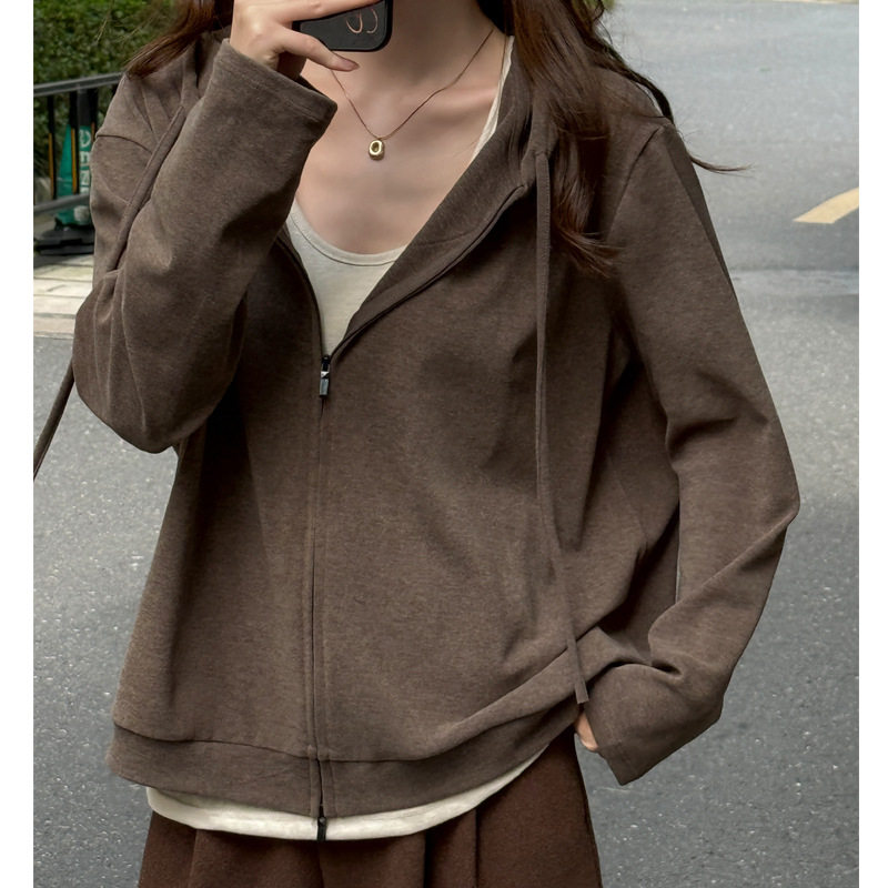 2026秋冬连帽宽松简约短外套女