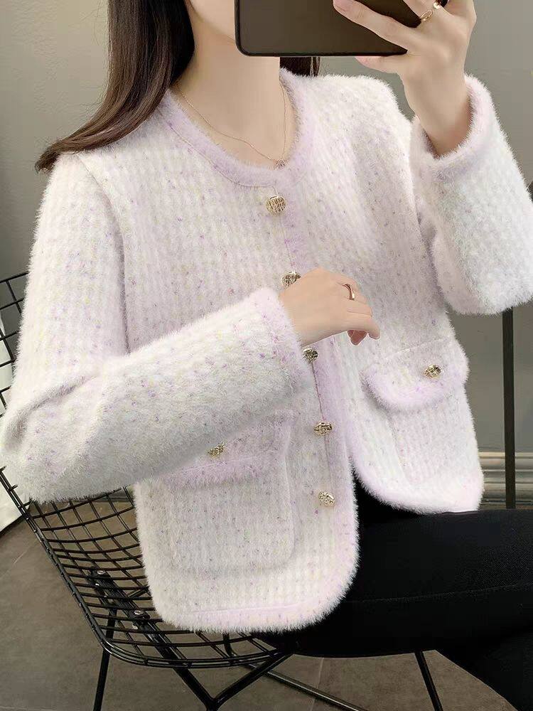 小香风春外套女短款2025春秋季新款甜美小个子针织衫开衫精致上衣,女装/女士精品,毛针织衫,淘宝优惠券,粉丝福利购,淘宝优惠卷