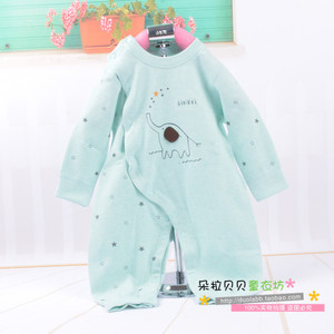 【清仓不退换】津贝婴儿舒密绒连衣服宝宝无骨彩棉长袖爬服哈衣