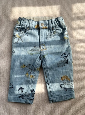 元 英国 Stell*  刺绣牛仔裤夏季婴儿薄款纯棉长裤夏装宝宝防蚊裤