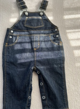 孤品原 法国Peti* b*teau 牛仔背带裤儿童净面牛仔裤夏季百搭