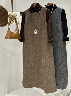 1CoMo 新款百搭时尚通勤韩版宽松显瘦设计感背心绑带连衣裙87718