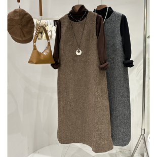 通勤韩版 百搭时尚 宽松显瘦设计感背心绑带连衣裙87718 新款 1CoMo