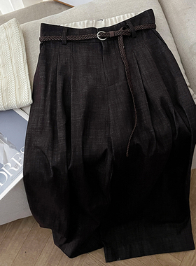 CoMo 新款百搭时尚韩版设计感宽松舒适复古爆款休闲阔腿裤2386