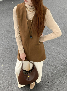 CoMo 羊毛毛呢背心连衣裙女2025冬季新款优雅收腰叠穿5933