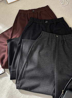 1CoMo新款百搭时尚日常通勤宽松显瘦韩版舒适休闲毛呢阔腿裤05342