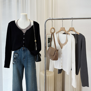 休闲百搭宽松撞色假两件开衫 1CoMo 时尚 撞色显瘦长袖 200 早秋新款