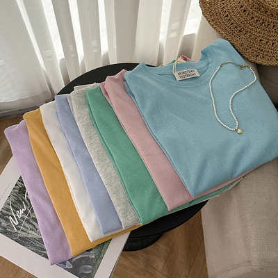 1CoMo纯色常规通勤短袖INS风圆领T恤宽松休闲内搭夏季ins韩版5179