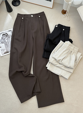 1CoMo 早秋新款显瘦高腰休闲百搭宽松设计感时尚韩版直筒裤13909