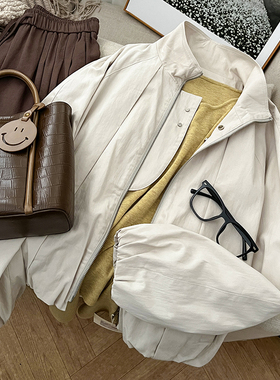 1CoMo 新款秋季百搭时尚韩版设计感舒适全棉日常通勤压皱夹克0907