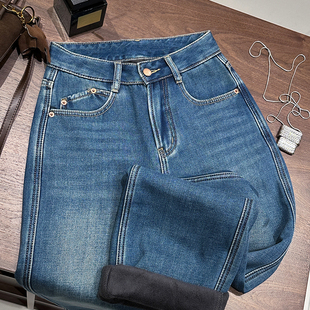 保暖复合加绒高腰弹力显瘦牛仔裤 1CoMo 冬季 百搭时尚 8285F 新款